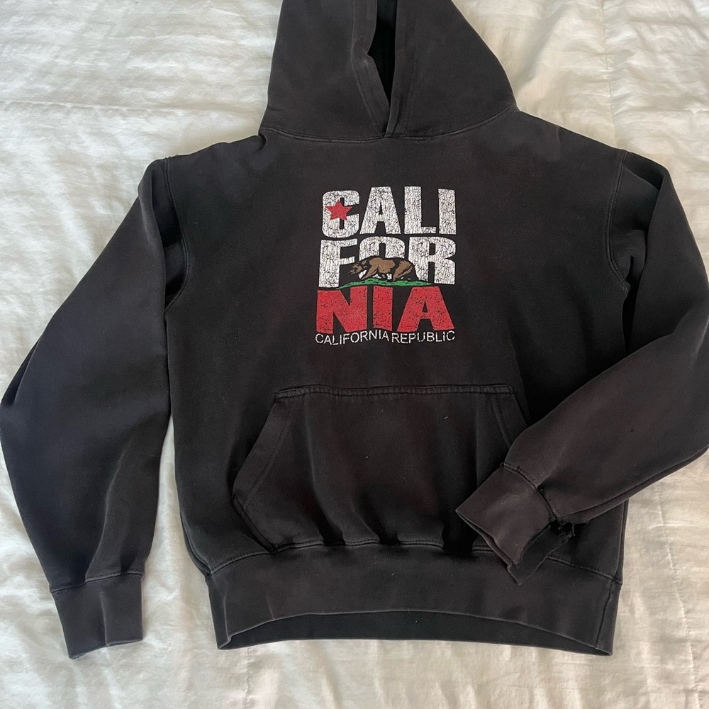 California Republic Black Graphic Hoodie - CALIFORNIA Text & Bear